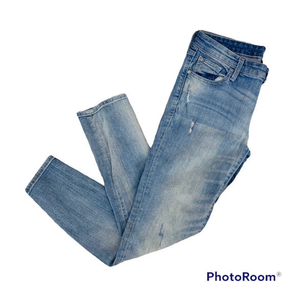 Gap Women's Everyday Soft Girlfriend Skinny Jeans Size 4/27 Distressed Mid Rise - Picture 1 of 7